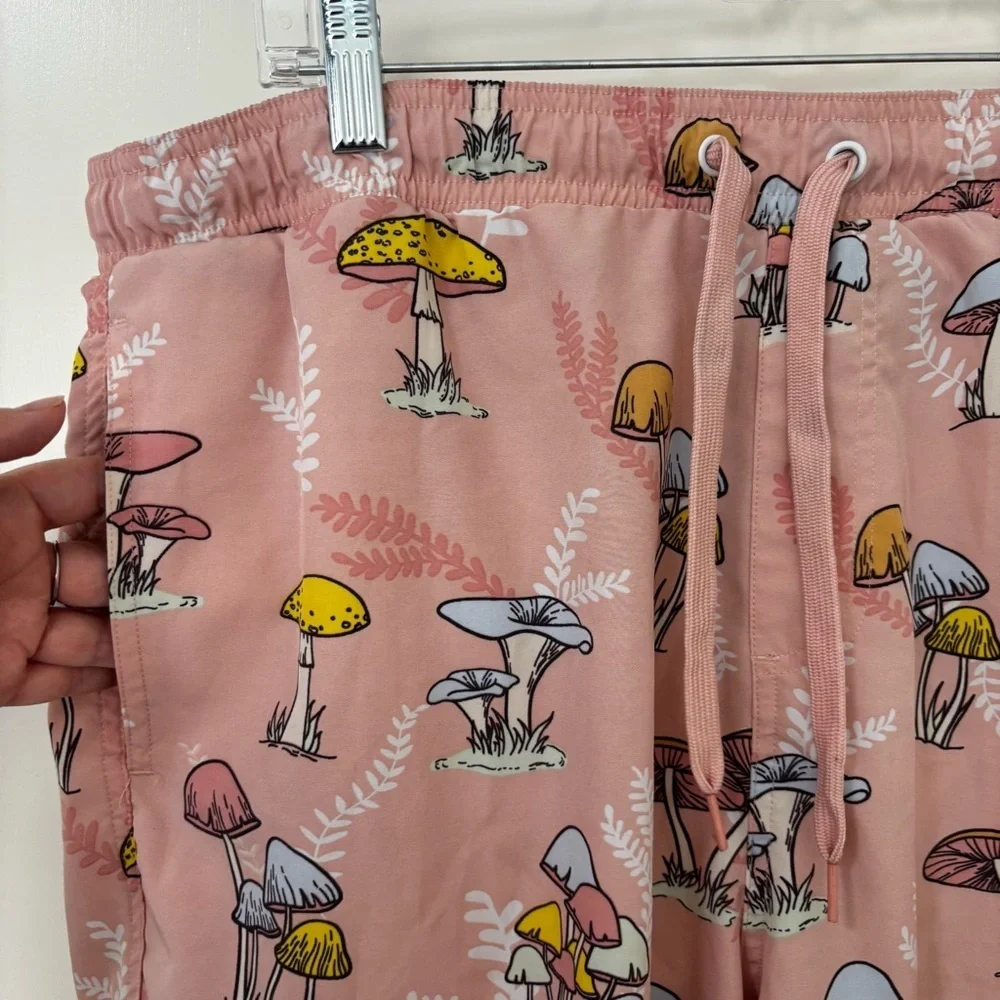 Fresh prints of bel air Mushroom Print Pink Drawstring swim surf beach Shorts